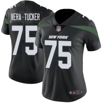 Nike New York Jets #75 Alijah Vera-Tucker Black Alternate Women's Stitched NFL Vapor Untouchable Limited Jersey